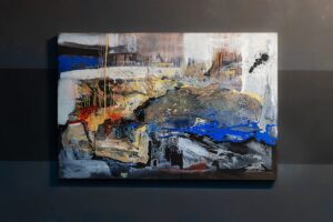 Mirela Iordache - Macro IV, resins, ash, ink, pigments, enamel, acrylic, 150 x 100 cm